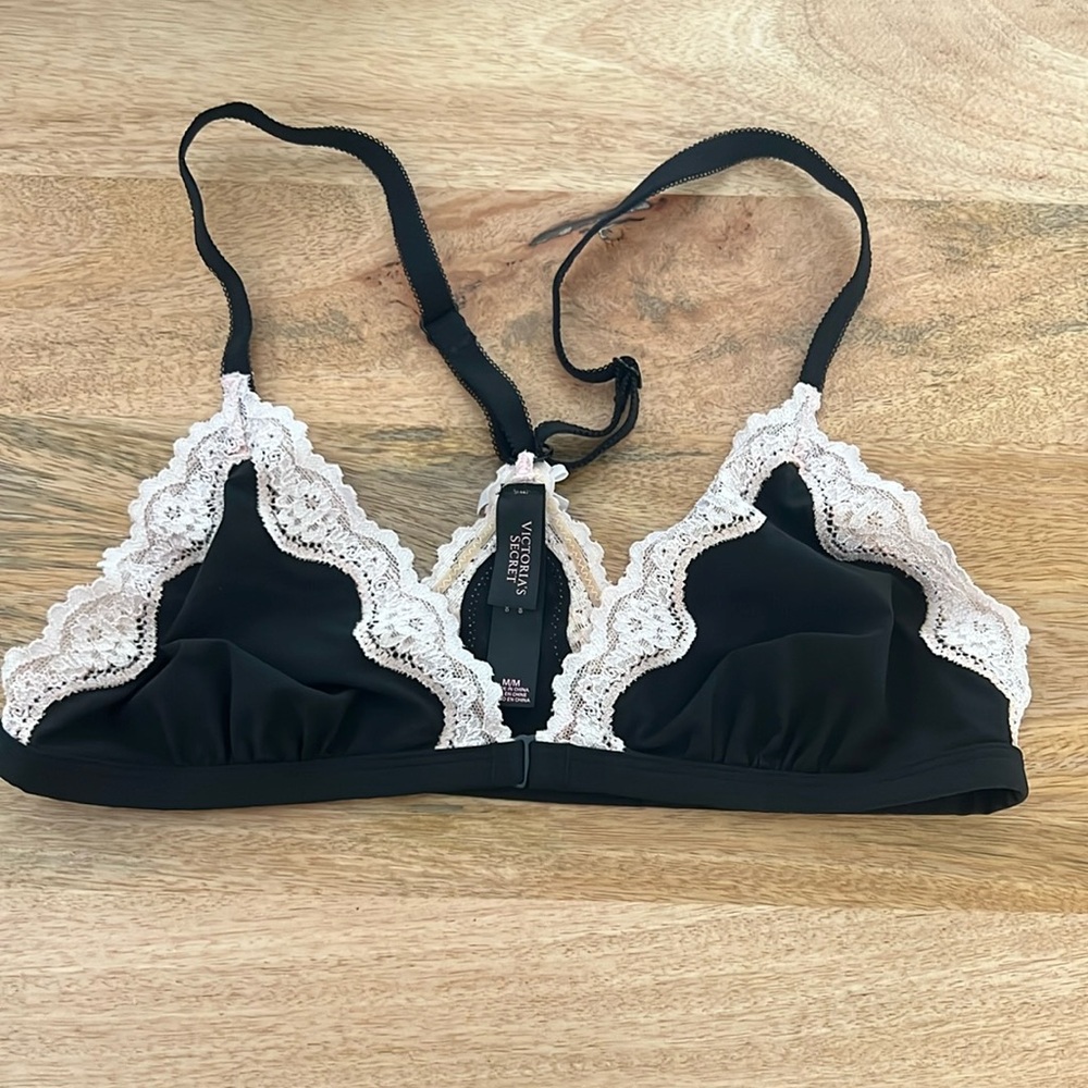 Victoria secret black and pale pink bralette, size medium (not padded).